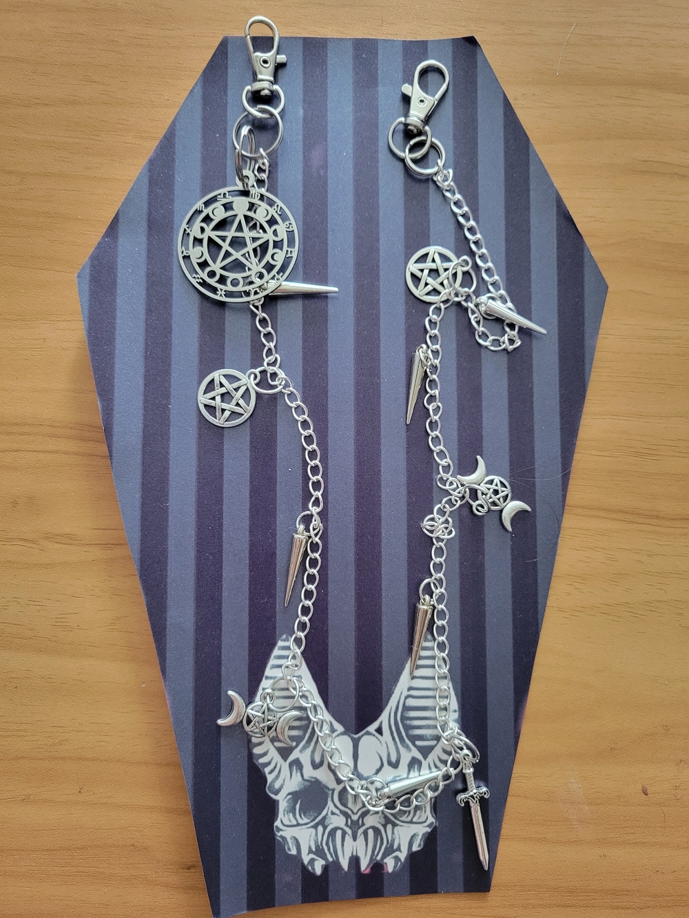 🖤NEW🖤 Silver Gothic Pentagram Dangle  Charm Wallet  Chain